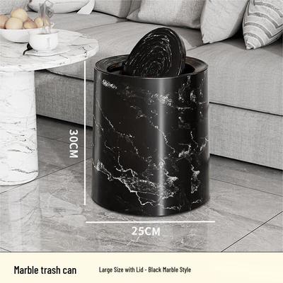 OIMG Retro Wood Grain Large Capacity Swing Lid Trash Can
