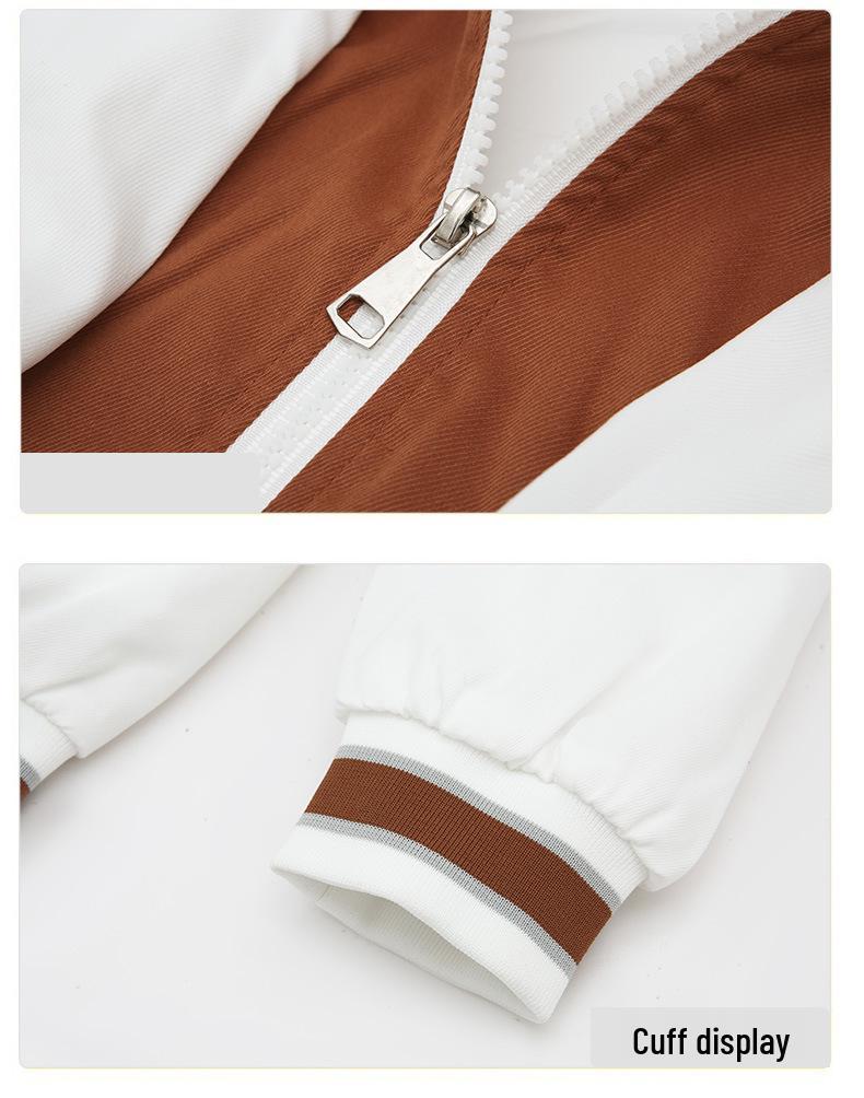 Men's Casual Hooded Jacket - Spring/Autumn 2025 Trendy Embroidered Baseball Style, Fake Two-Piece Design for Couples