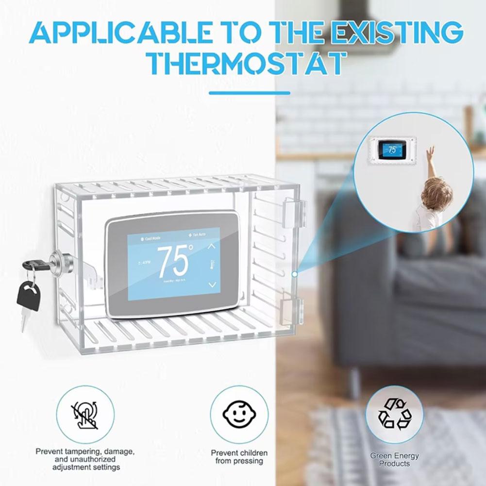 Universal Thermostat Lock Box With Key Clear Large Thermostat Cover For Thermostat On Wall Thermostat Guard Protector