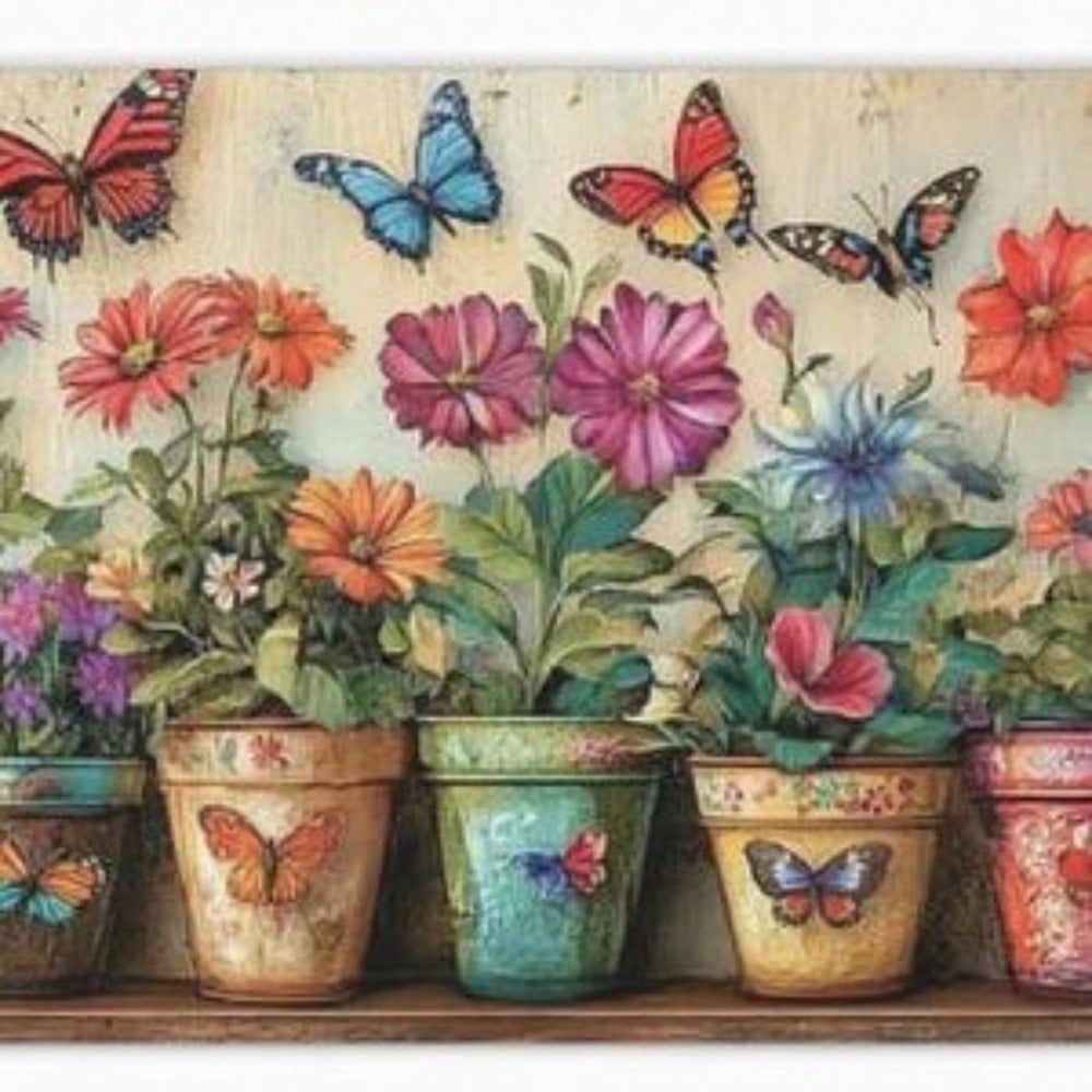 Vintage Flower Butterfly Metal Wall Art 12x8 Inch Garden Hanging Decor