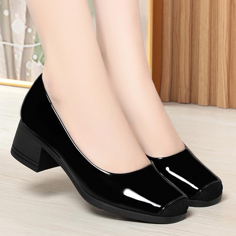 Mote 2024 Mary Jane Sko Dame Mykt Skinn Firkantet Tå Metallspenne Stropp Søt Dame Slip On Flats Retro Britisk Stil Svart Elegant