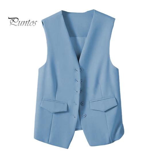 

Женский костюм Жилет Однобортный V-образный вырез без рукавов Декоративные карманы Кардиган Сплошной цвет Формальный деловой стиль Повседневная офисная одежда Жилет Весна 3XL синий