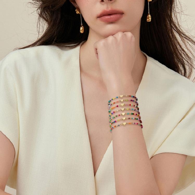 7 Adjustable Stretch Beaded Bracelets Trendy Elastic Jewelry Set For Women Gift