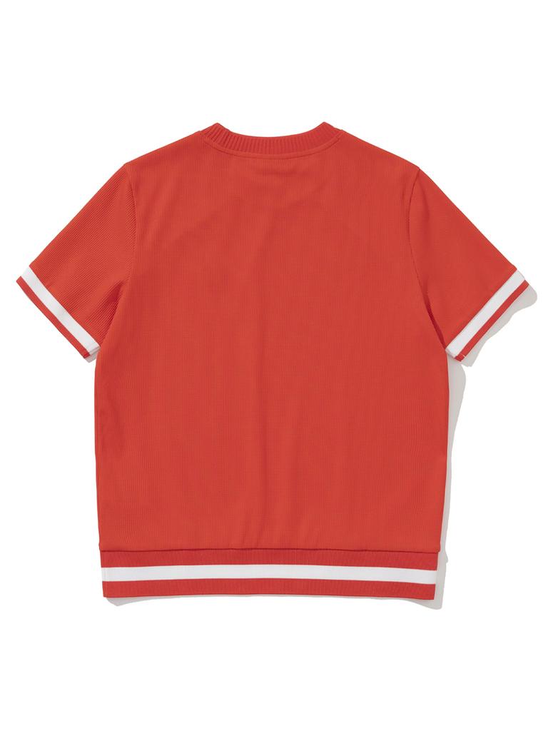 20TH HOLE Women'S Waffle Knit Yokko Point Short Sleeve T-Shirt [Red]