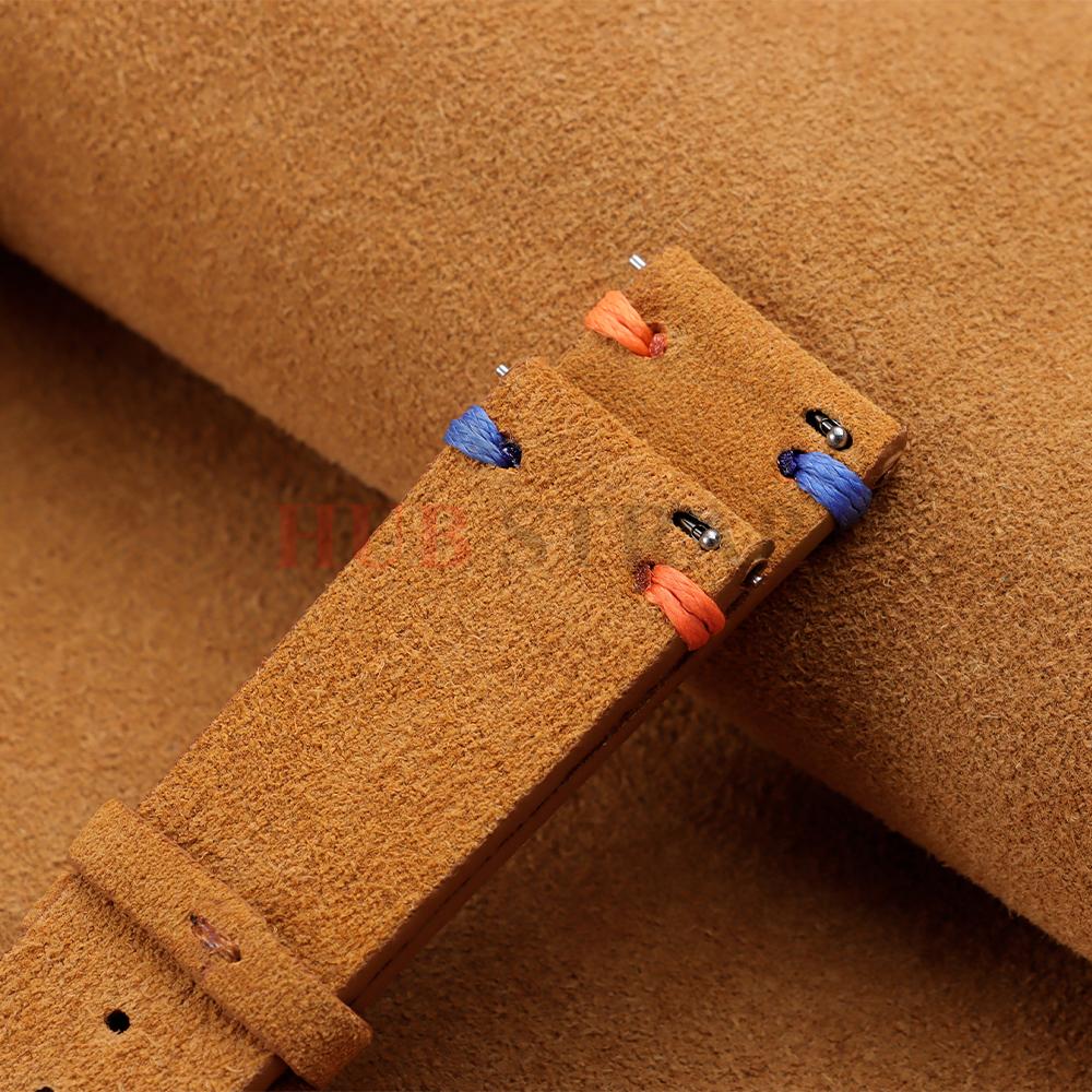 18mm 20mm 22mm Suede Leather Strap for Seiko Vintage Business Watch Band Handmade Stitching Wristband Quick Release Bracelet