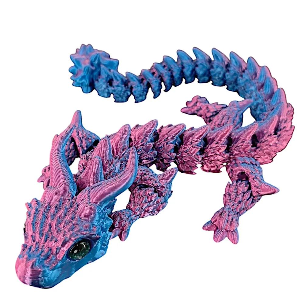 Simulated Eye 3D Printed Dragon All-In-One Molding Chinese Dragon 3D Printed Diceratops Dragon Rotatable Flexible