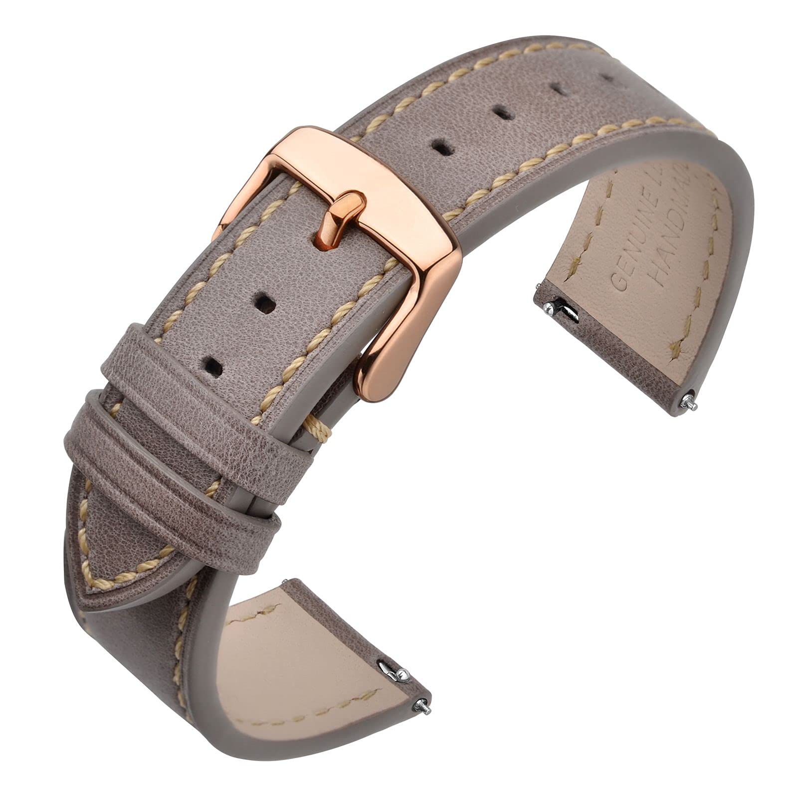 

ANNEFIT Leather Quick-Release Replacement Watch Band 0.67/0.7/0.75/0.79/0.83/0.87 inches (17/18/19/20/21/22 mm), Leather Stainless Steel 20mm