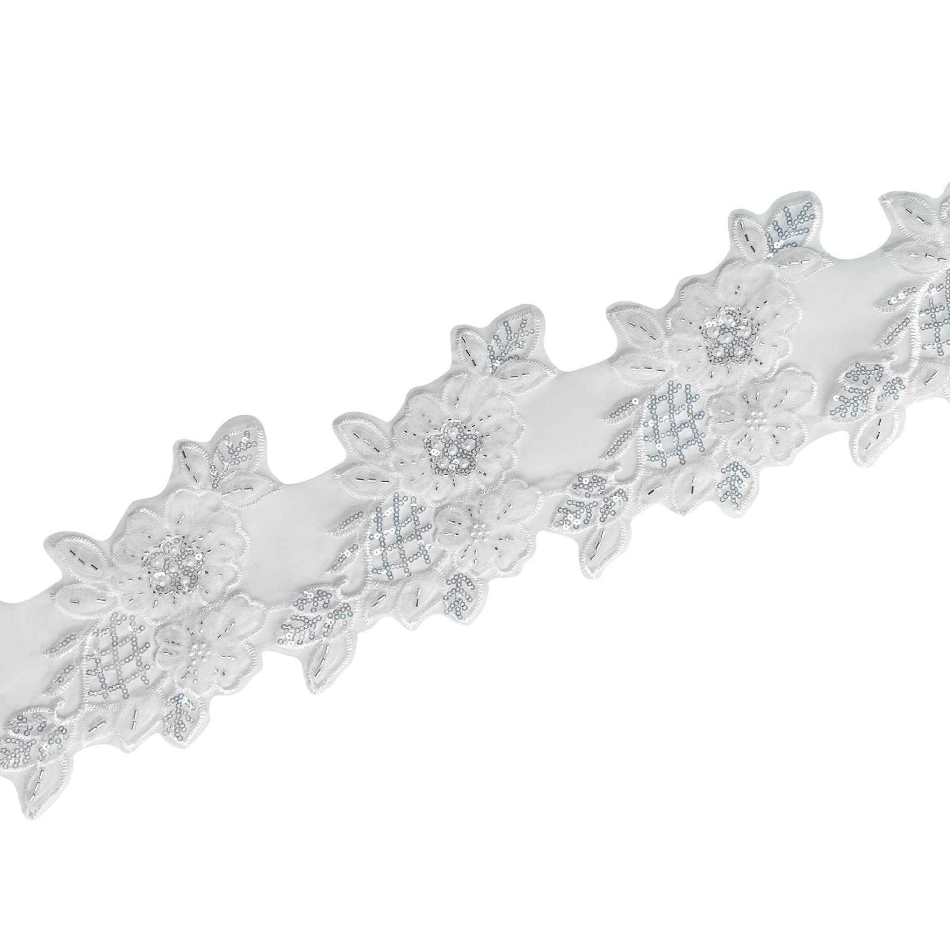 

Colored Lace Eugen Dress Beaded Sequins Flowers Barcode Clothing Dress Wedding Dress Decorative Lace TX54 white one size