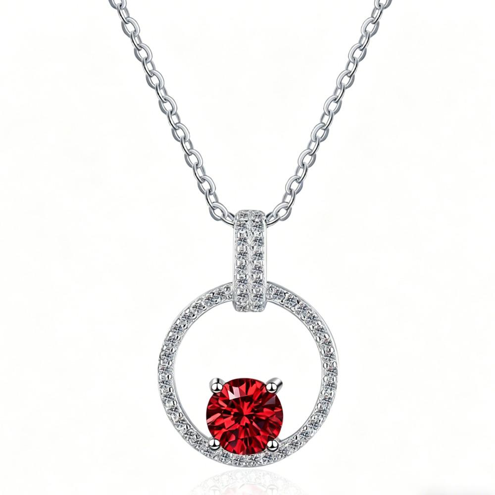 6.5mm S925 Sterling Silver Round Halo Moissanite Pendant Necklace D VVS1 Exquisite Fine Jewelry For Women