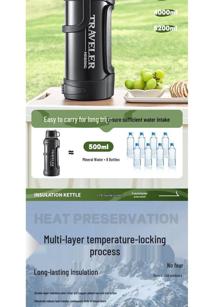 Extra-Large 316 Stainless Steel Travel Thermos with Tea Infuser