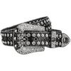 Skull Buckle Rhinestone Studded Belt Trendy Waistband  Jeans Short Skirt Women Men Accessories