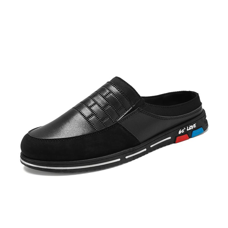 

Большой размер 37-48 Кожаные мюли Мужские лоферы без задника Тапочки Полуботинки для мужчины Закрытый носок Шлепанцы с открытой пяткой Повседневная обувь 43