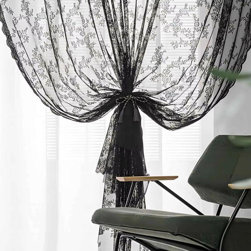 Transparenter Türvorhang Stickerei Fenstervorhang Schatten Floraler Spitzengardine Mietshaus
