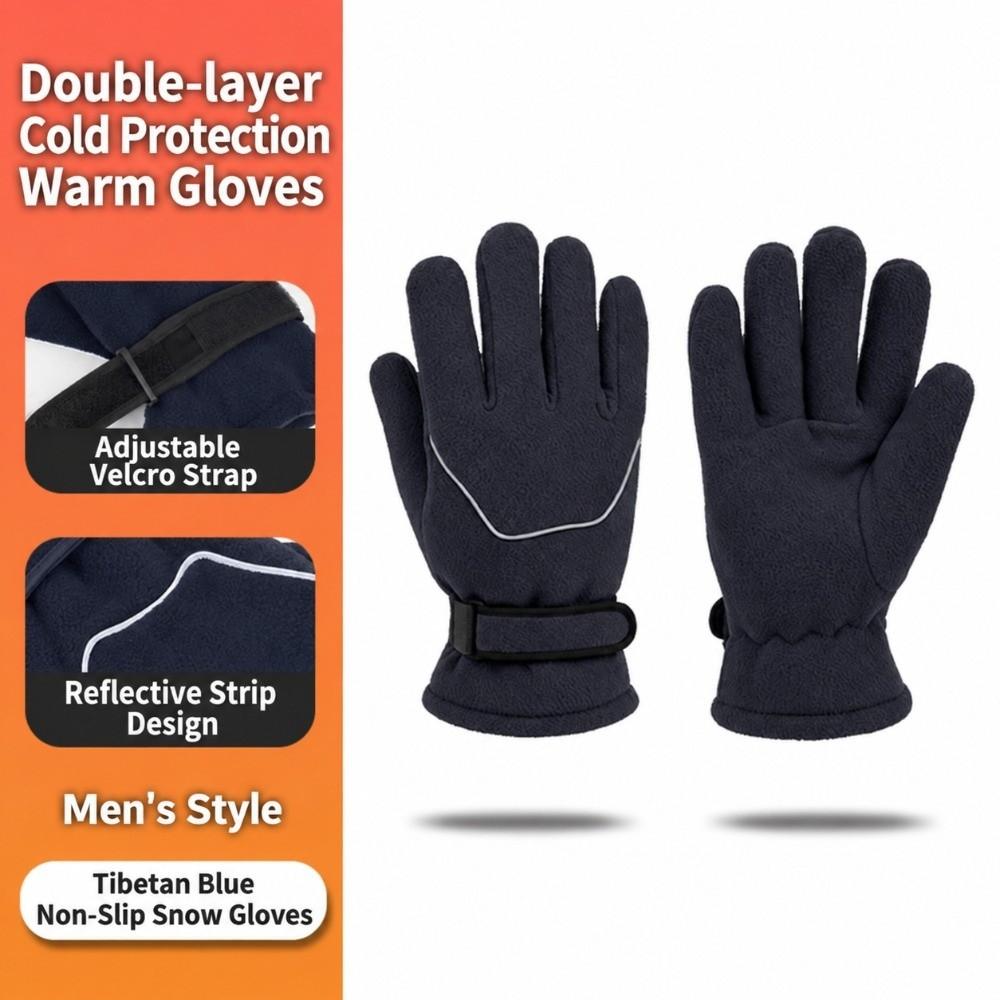 Magic Tape Closure Men Women Winter Gloves Reflective Fleece Gloves Motorcycle Riding