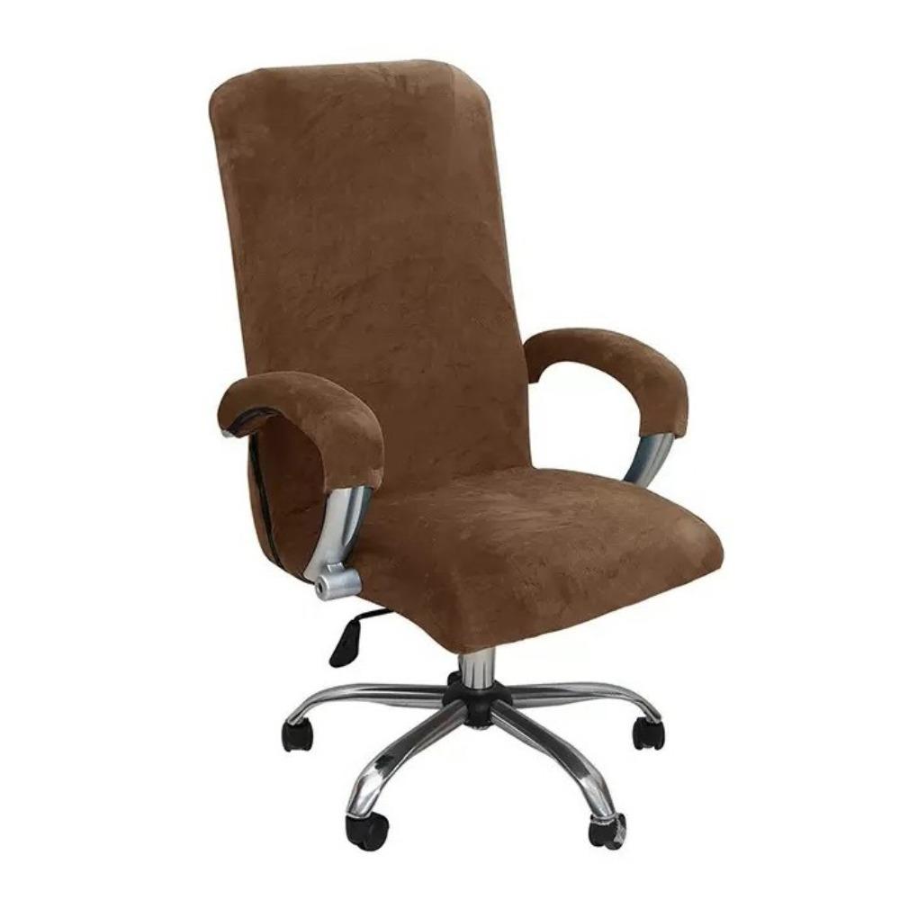 

Elastic Velvet Chair Cover Removable Computer Chair Cover Stretch Protective Cover Internet Cafe L коричневый