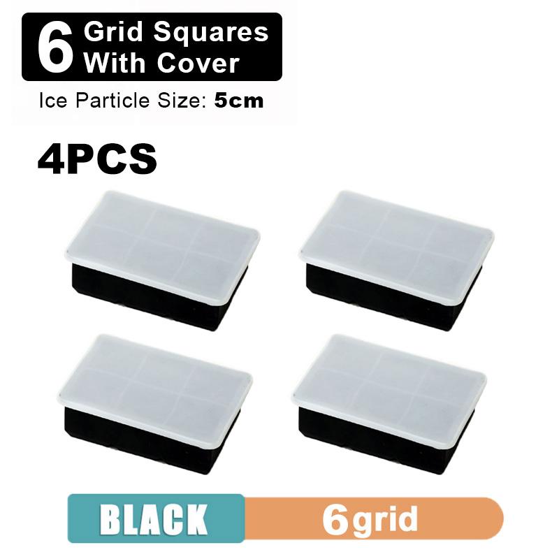 4/6/8 Grid Big Ice Tray Mold Giant Jumbo Large Food Grade Silicone Ice Cube Square Tray Mold DIY Ice Maker Ice Cube Tray