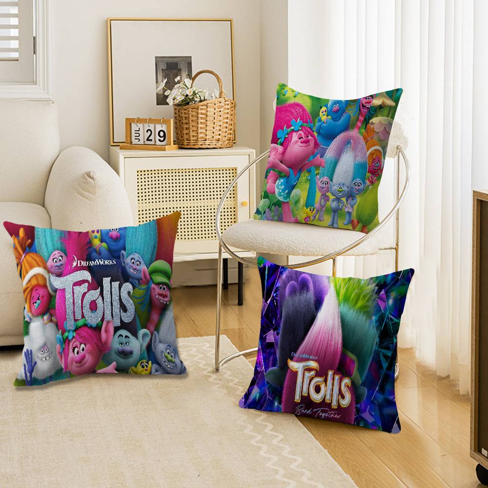 Cartoon T-Trolls Band Together 45*45cm Cushion Cover Pillow Cover Decor Pillowcase Home Pillowcase for Couch Pillow