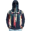 Men’s Long Sleeve Hooded Sun Protection Shirt with Flag and Cross Print Quick Dry Lightweight Athletic Top for Outdoor Sports Fishing Fitness