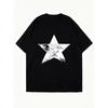 Oversized T Shirt Black Star Print Casual Wear For Women Summer Street Style Fashion Top