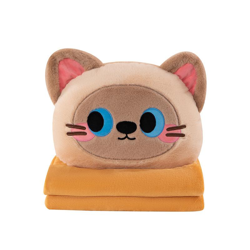 Cartoon Cat Plush Pillow Blanket With Soft Pp Cotton For Home Comfort And Giftgiving