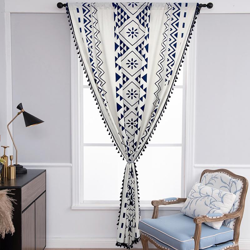 Gardiner Moderna Enkla Bohemiska Europeiska Blommiga Enfärgade Anpassningsbara Färdig Produkt Mörkläggande Sovrum Vardagsrum Balkong