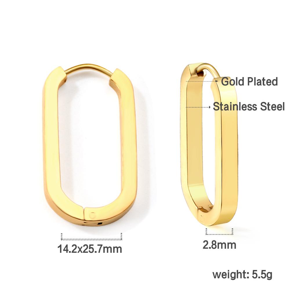 Stainless Steel Smooth Metal Hoop Earrings for Women Girls Men Oval Shape Circle Round Hoops Jewelry Gifts Fashion Accessories