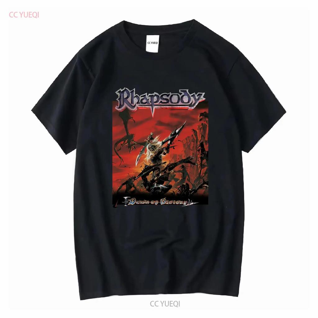 Vintage 2000 Rhapsody of Fire T Shirt Dawn Victory Long Sleeves Vintage Washed Designer Clothes Homme Casual Stylish