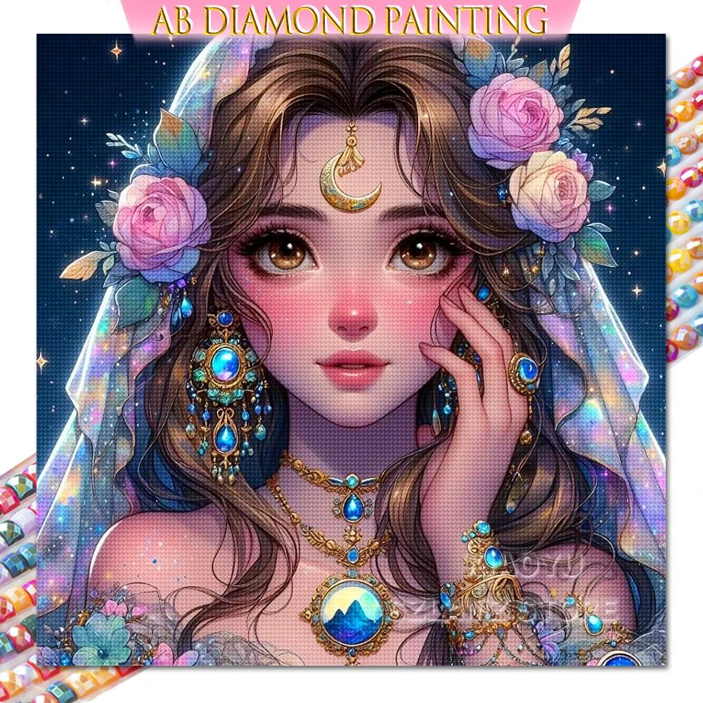 Princess Tiana Diamond Painting Kit AB Round Drills Art Embroidery Mosaic Handmade Gift New Wall Decoration Products