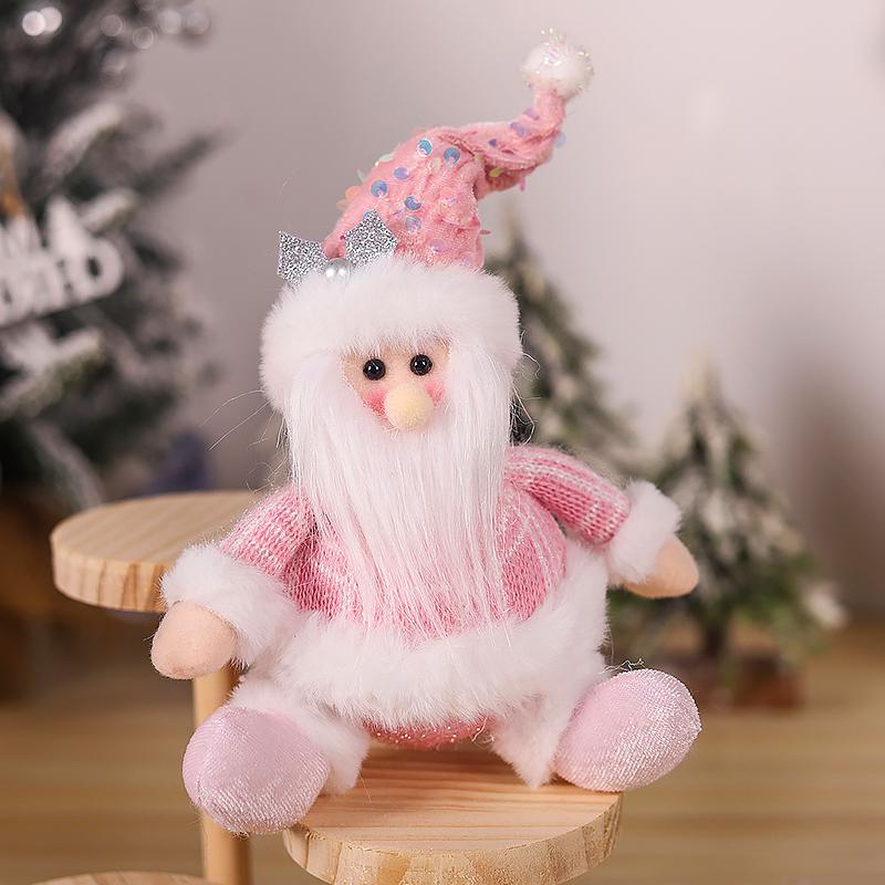 Christmas Simulated Snowman Elk Pink Series Hanging Xmas Ornaments Glitter Home Party Sequin Doll Pendant 3 Styles