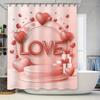 Romantic Love Heart Print Shower Curtain For Bathroom Decoration