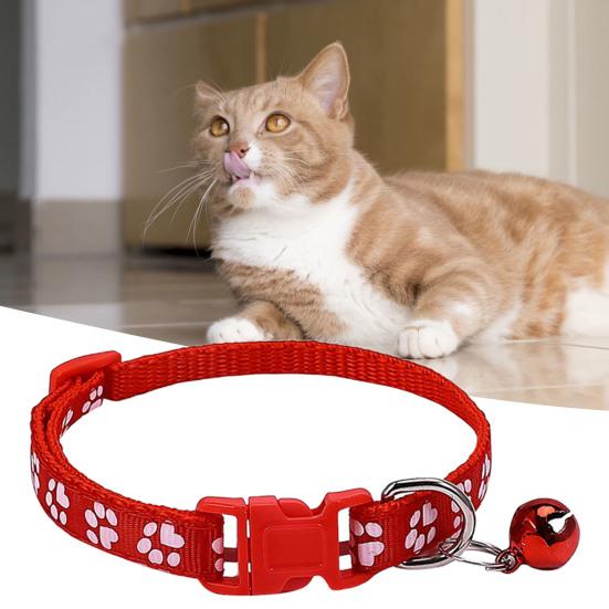 2Pcs Dog Collar Adjustable Buckle Design Exquisite with Bell Paw Pattern Pet Cat Dog Neck Circle Pet Supplies