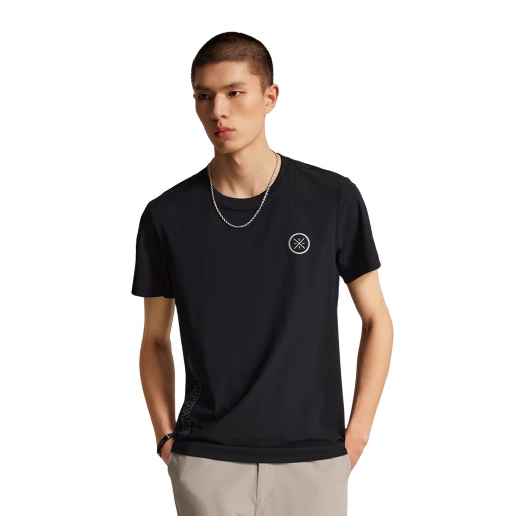 Li Ning T Shirts Men's Black Crew Neck Moderate Straight Fit ATSV017-1