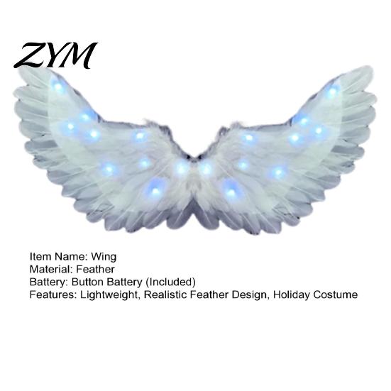 Christmas Angel Costume Accessories LED Light Up Wings Feather for Kids, Swan Glowing Fairy Wings, Halloween Cosplay Party Performance Props Theatre