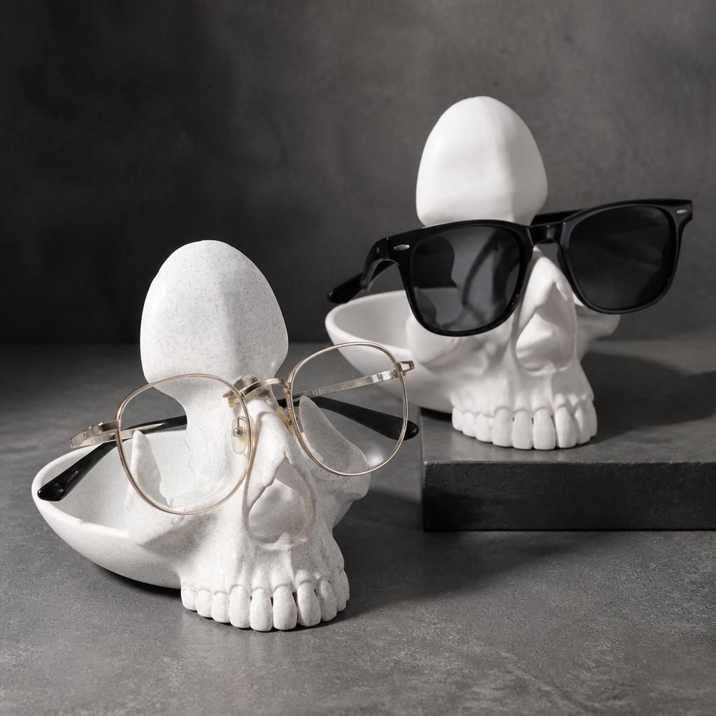 Multifunctional Tabletop Sundries Organizer Gothic Skull Shape 3D Printed Desk Storage Holder for Daily Key and Eyeglasses Decor
