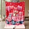 Valentine Gnome Love Truck Theme blanket Lightweight Warm Flannel Blanket Decorative Throw Blanket for Home Decoration