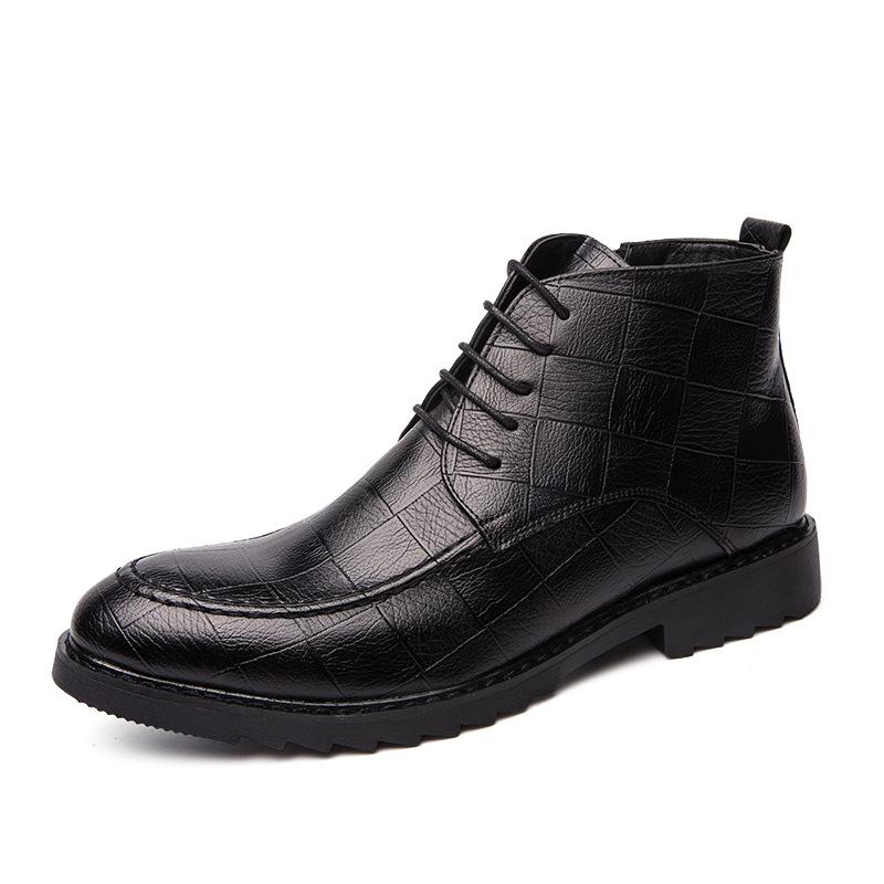 

Martin boots men s boots men s British style winter velvet warm men s shoes Chelsea mid-top high-top leather shoes 37