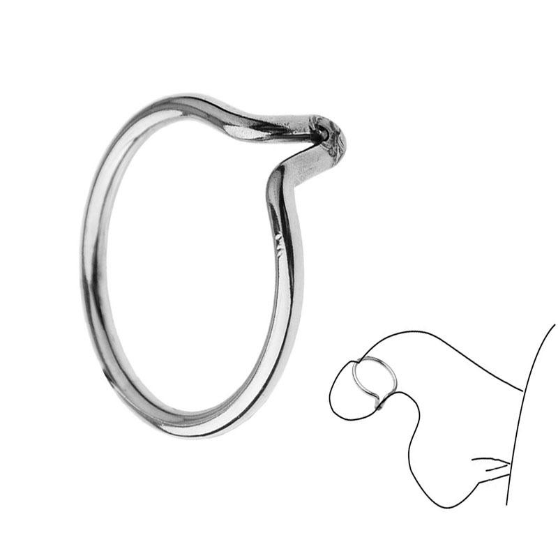 Stainless Steel Penis Rings With Hook Time Lasting Erection Sex Toys for Men Foreskin Corrector Resistance Ring Adult Supplies