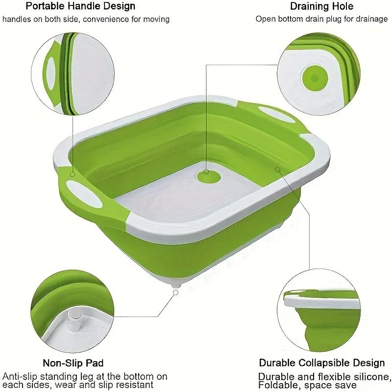 1pc Portable Space Saving Basin with Built-in Sink and Storage Function - Perfect for Outdoor Camping, Travel, and Home Use NEW