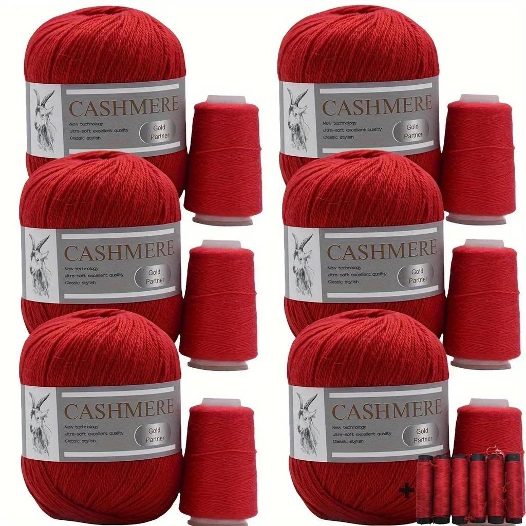 6 Pcs Cashmere Blend Yarn Worsted Weight Bundle for Coats Machine Washable Ultra Soft Knitting Crochet Yarn DIY Crafts