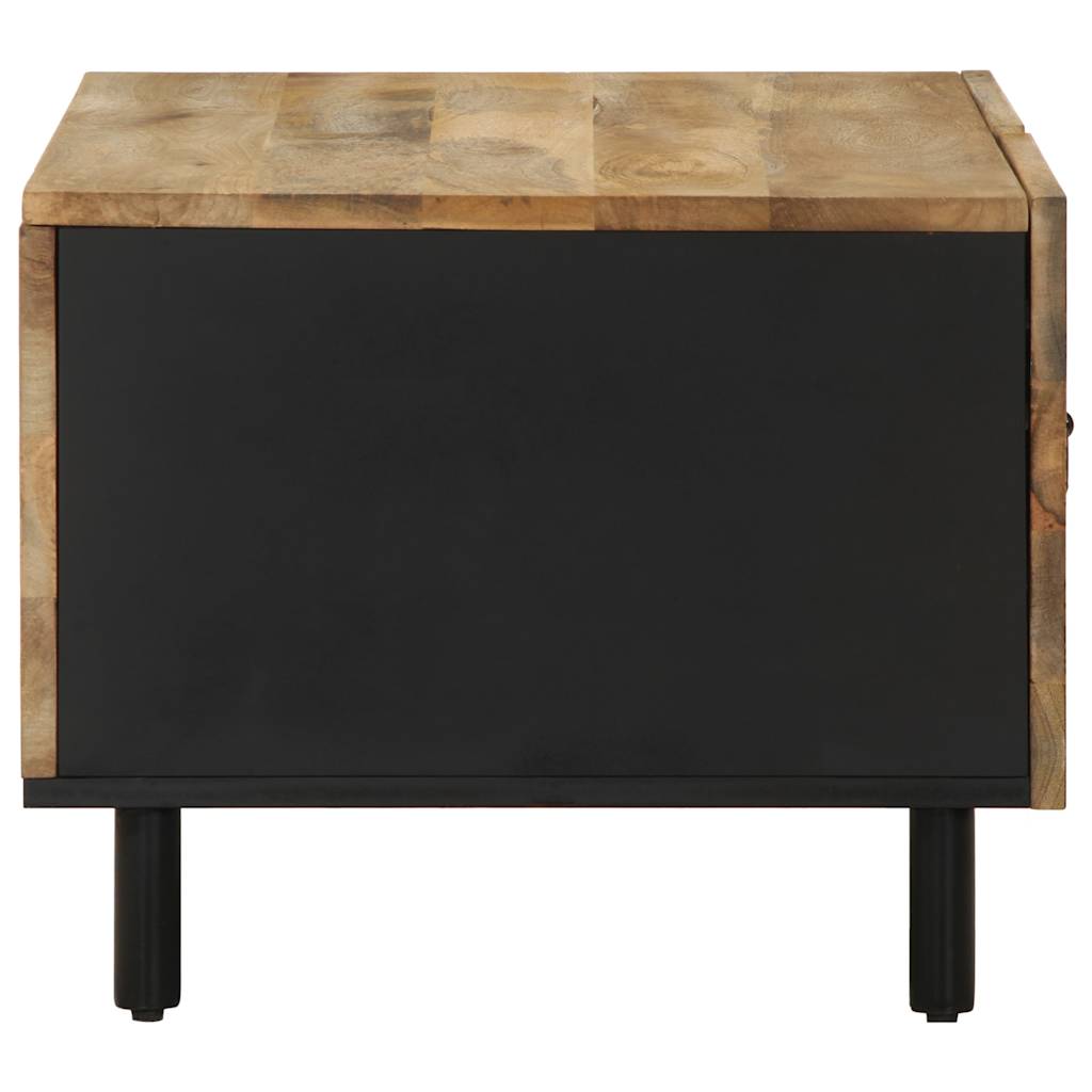  Coffee Table, Black, 80x50x40 Cm, Solid Rough Mango Wood