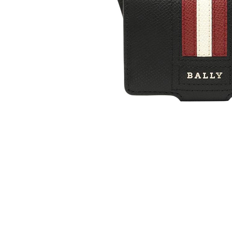 Bally Minimalist Striped Foldable Leather Card Wallet Men wallet Black 6227969