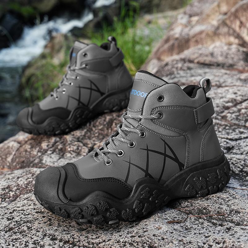 Fashion Men's Leather Outdoor Sports Shoes Men Fashion Mountaineering Hiking Waterproof Shoes Outdoor Desert Combat Boots Zapatos Hombre