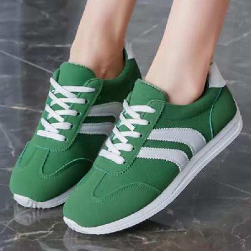 Fashion Green Leather Sneakers Women Casual Vulcanize Shoes Spring Low Top Platform Mixed Colors Women's Running Sports Shoes Lace Up