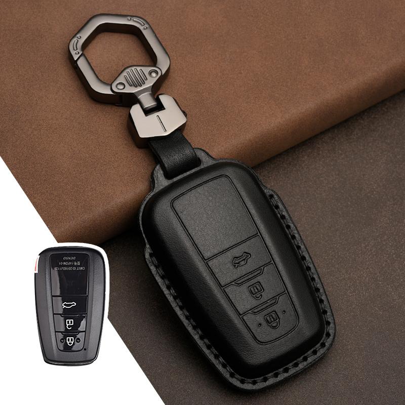 Leather Key Case Cover Shell For Toyota Camry Corolla FJ Land Cruiser RAV4 Prius Sienna Prado CHR Avalon GT86 Protector Keychain
