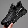 Fashion Black Leather Shoes Man Low Top Casual Shoes for Men Autumn Winter Sneakers Men's Shoe Thick Sole Sneakers Anti-slip Work Shoes