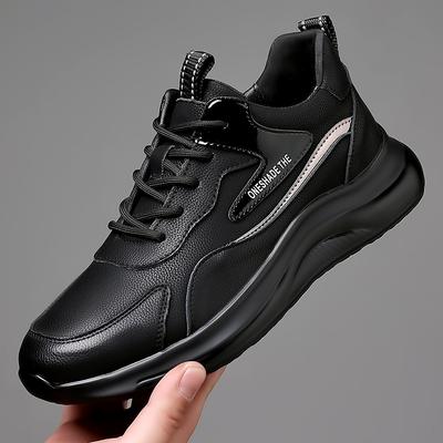 Modne czarne skórzane buty męskie niskie buty codzienne dla mężczyzn jesienno-zimowe trampki męskie buty trampki z grubą podeszwą antypoślizgowe buty robocze