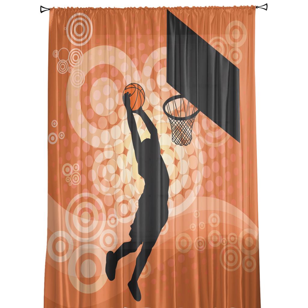 Basketball Shooting Sports Curtain For Living Room Transparent Tulle Curtains Window Sheer For The Bedroom Accessories Decor