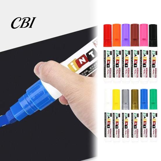 Stahl- und Steinmarker 12 Farben Flachspitzer Farbstift, Ölbasierter Breitstift für Metall Reifen Glas Keramik Leder, Wasserdicht Schnelltrocknend Touch