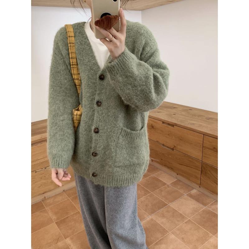 New Loose Lazy Style Large Size Casual Knitted Cardigan Versatile Basic Knitted Top Jacket Women