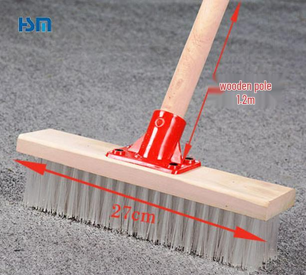 Stiff Bristle Metal Floor Scrubbing Brush with Long Handle for Kitchen, Bathroom, Tile, Moss, Rust, and Oil Stain Removal